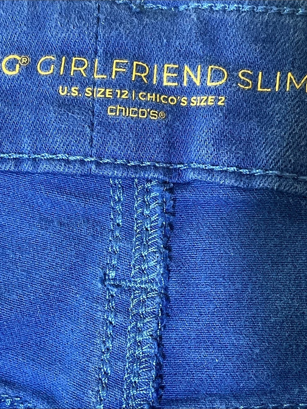 Chico’s So Slimming Girlfriend Slim Leg Crop Jeans Blue Size US 12